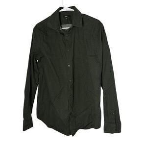 Express Mens Medium Slim Fit MX Green Geometric Long Sleeve Button Up